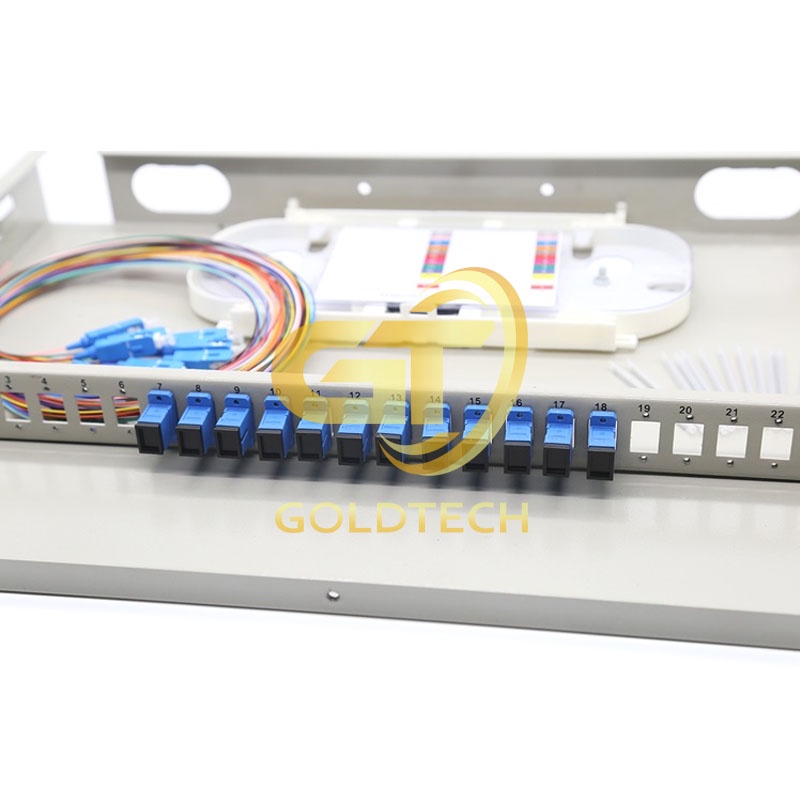 Hộp phối quang ODF 12Fo gắn rack đầy đủ phụ kiện