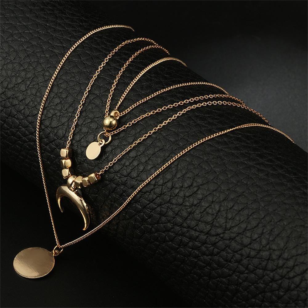 Vòng Cổ Choker Nhiều Lớp Đính Sừng Phong Cách Bohemian