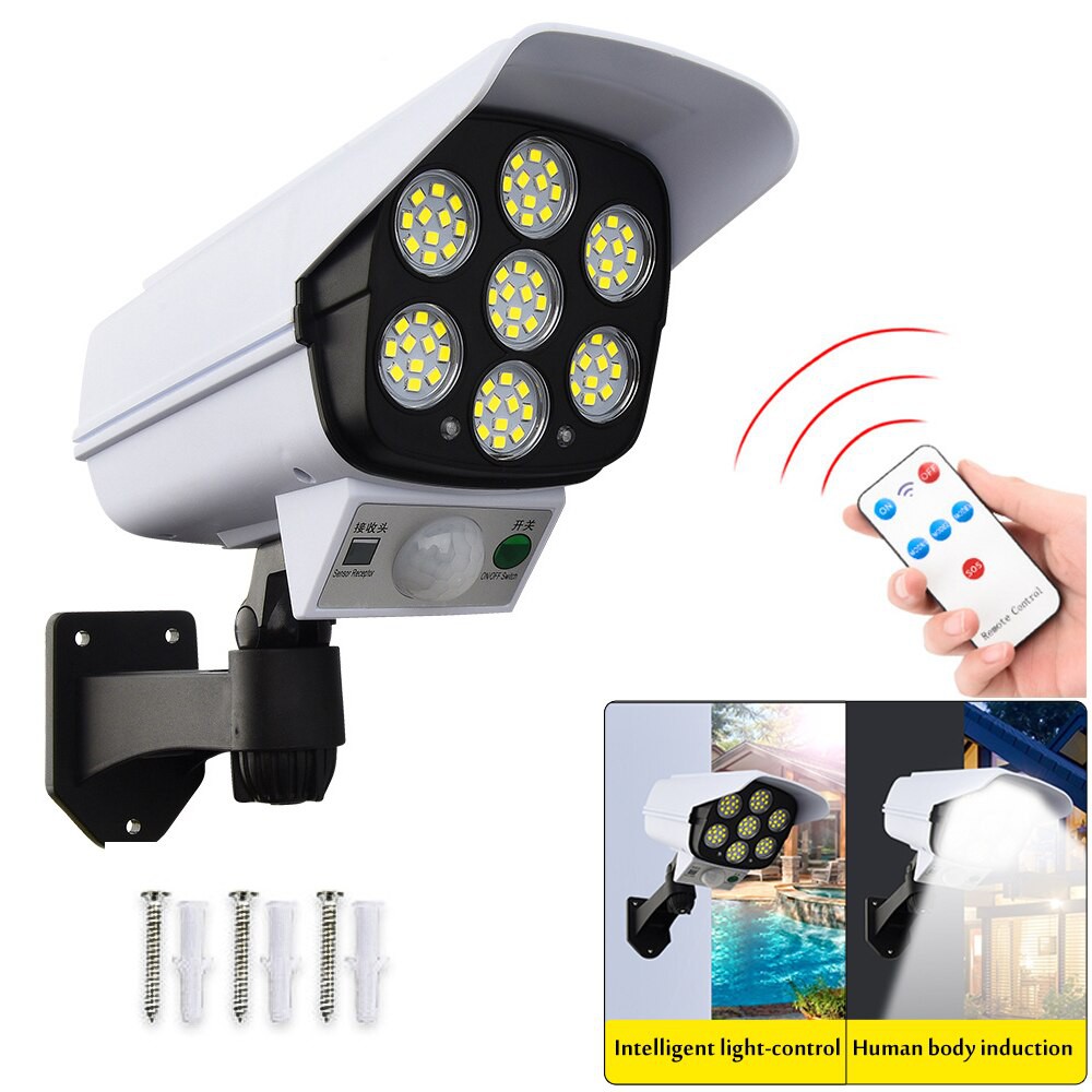 ĐÈN PHA NĂNG LƯỢNG MẶT TRỜI GIẢ CAMERA XOAY 360 ĐỘ Đèn led cob 77 led liền thể cảm biến chuyển động