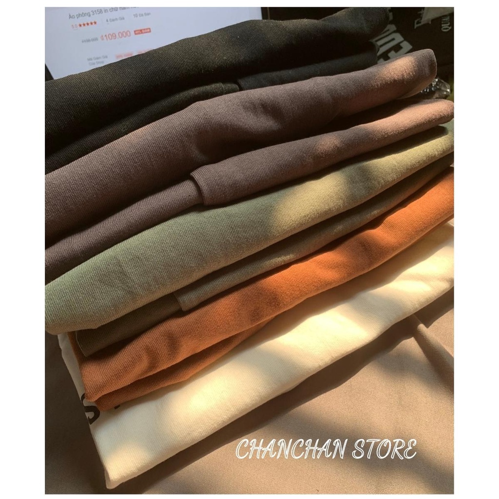 Áo phông 3158 trơn nam nữ, áo thun trơn tay lỡ oversize form rộng cotton khô