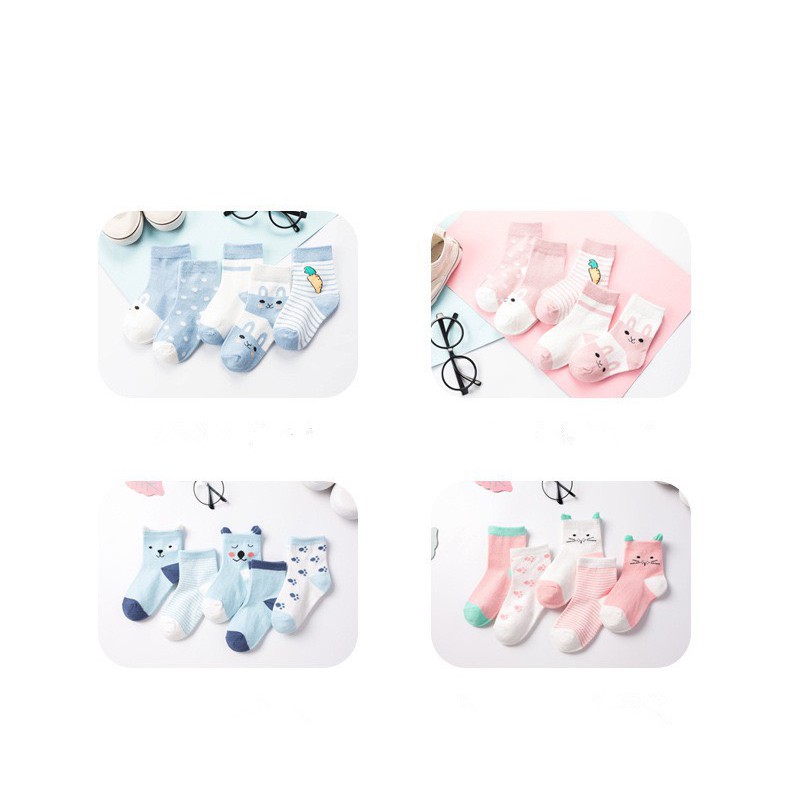 Tất Trẻ Em 💝FREESHIP💝 Set 5 Đôi Tất Cotton cổ cao hình ngộ nghĩnh đáng yêu 💝 Tất cao cổ cho bé gái bé trai mã H8