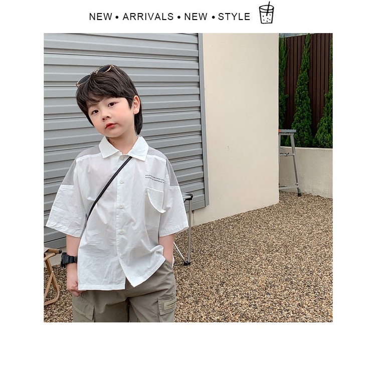 [Babycat Hàng Có Sẵn Áo Sơ Mi Cotton Tay Ngắn Phong Cách Nhật Hàn Nhật Bản Thời Trang Mùa Hè 2022 Kiểu Dáng Mới Cho Bé Trai