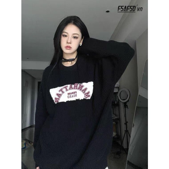 Áo Sweater Dệt Kim In Chữ Phong Cách Hàn Quốc Thời Trang Thu Đông Mới