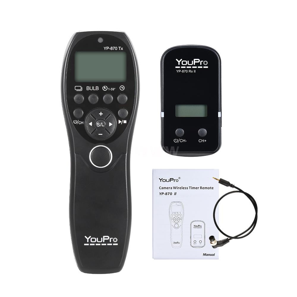 YouPro YP-870 DC0 2.4G Wireless Remote Control LCD Timer Shutter Release Transmitter Receiver 32 Channels for Nikon D5 D4S D4 D3S D3 D2 D1 D800 D810 D810A D800E D700 D300S D300 D500 for Fujifilm Kodak DSLR Camera