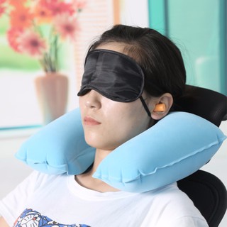 [Rẻ] Combo gối hơi du lịch, miếng che mắt và 2 nút bịt tai khi ngủ [HN] [THS] [Đơn 50k tặng phần quà dễ thương]