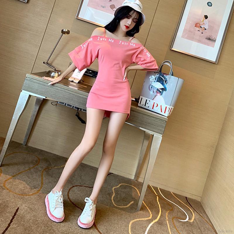 Đầm dáng xòe tay ngắn in chữ trẻ trung cho nữ