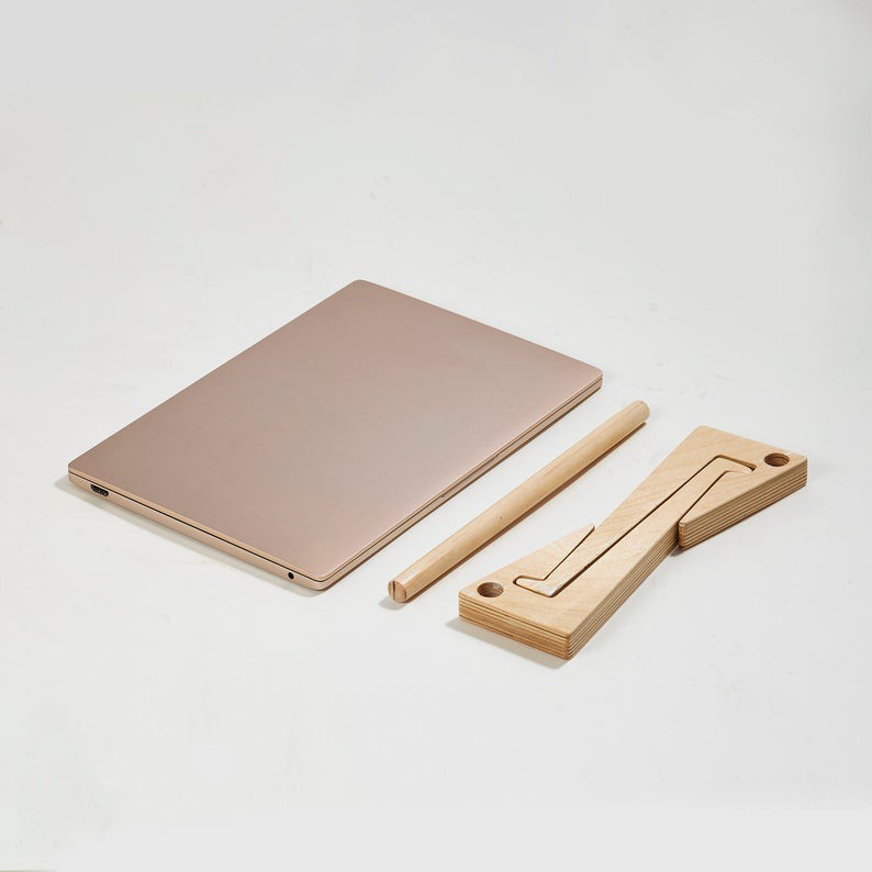 Laptop Stand Plywood - Phiên bản rút gọn Giá đỡ tản nhiệt laptop và kệ iPad gỗ Plywood cao cấp.