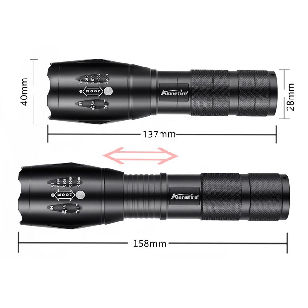 Đèn pin ALONEFIRE E17 3800 Lumen 18650 ánh sáng trắng / cam / vàng chống nước mang theo du lịch