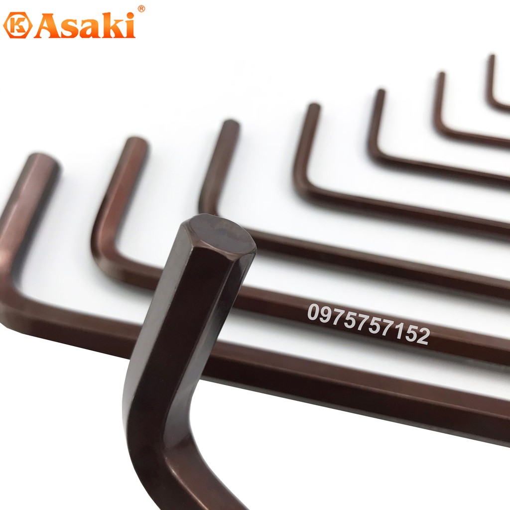 Bộ lục giác bi 9 chi tiết Asaki AK-7408 1.5-10mm - Bộ lục giác 9 cây Asaki AK-7408 thép S2 (Bản cao cấp)