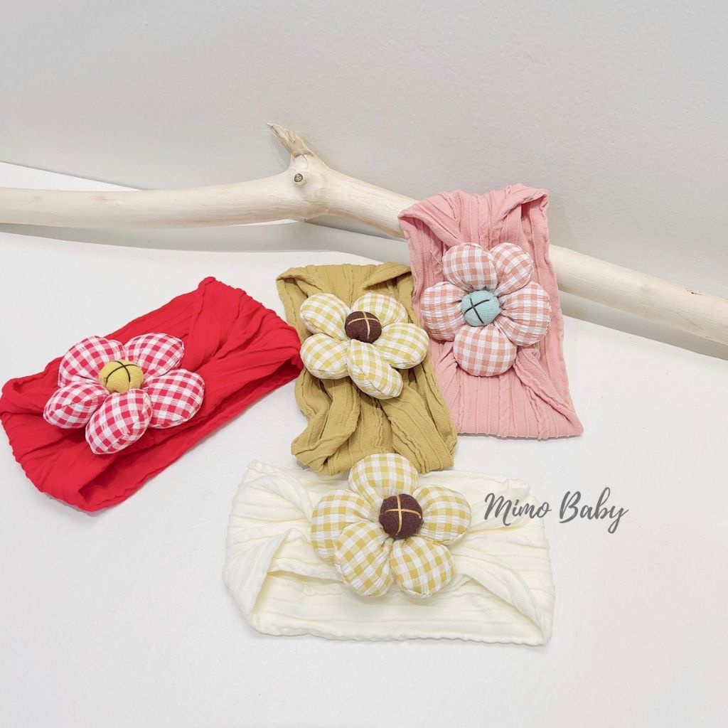 Băng đô thun bản to đính hoa phồng đáng yêu cho bé gái BD66 Mimo Baby