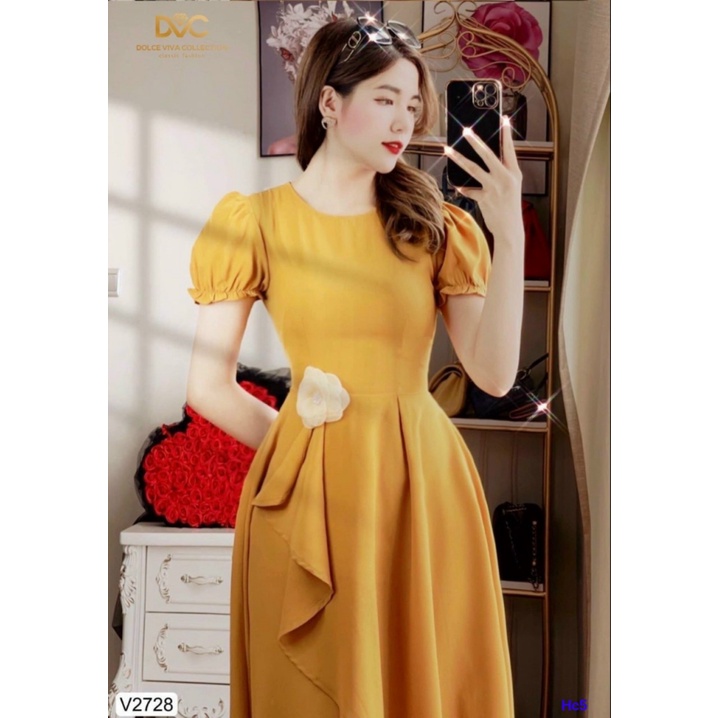 [ Bộ sưu tập MÙA THU ] ĐẦM DÁNG A/ EO ĐÍNH HOA/TAY PHỒNG, PHÙ HỢP ĐI LÀM/ ĐI CHƠI, CỰC DUYÊN DÁNG UP SHOP HHP