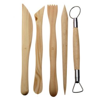 Bộ 5 Cây Tạo Hình Điêu Khắc Đất Sét, Làm Gốm, Cán Gỗ