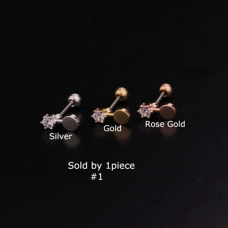 Khuyên tai bằng thép không gỉ đính đá zircon thời trang