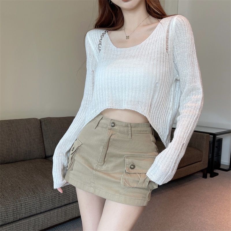 Áo Thun Lửng Tay Dài Phong Cách Mới Dành Cho Nữ