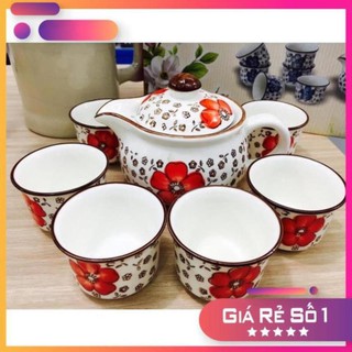 Bộ ấm trà hoa văn cổ nhật bản - bộ ấm trà - bếp - phòng ăn – dụng cụ uống trà – bộ ấm chén - ấm trà bằng sứ