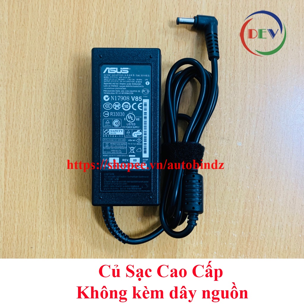 Sạc Laptop Asus K43e K53e x44h OUTPUT 19V 3.42A  chân thường kích thước 5.5mm * 2.5mm - Hàng Nhập Khẩu