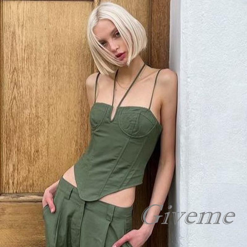 Áo Lửng Hai Dây Màu Trơn Thời Trang Mùa Hè Cho Nữ