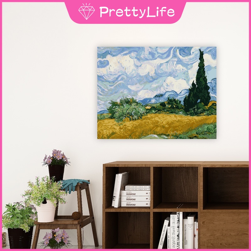 Tranh Sơn Dầu 40x50CM Tự Làm Hình Phong Cảnh Đêm Đầy Sao