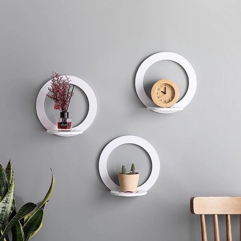 Kệ Dán Tường Hình Trăng Sao Decor Nhà Cửa Đựng Đồ Trang Trí