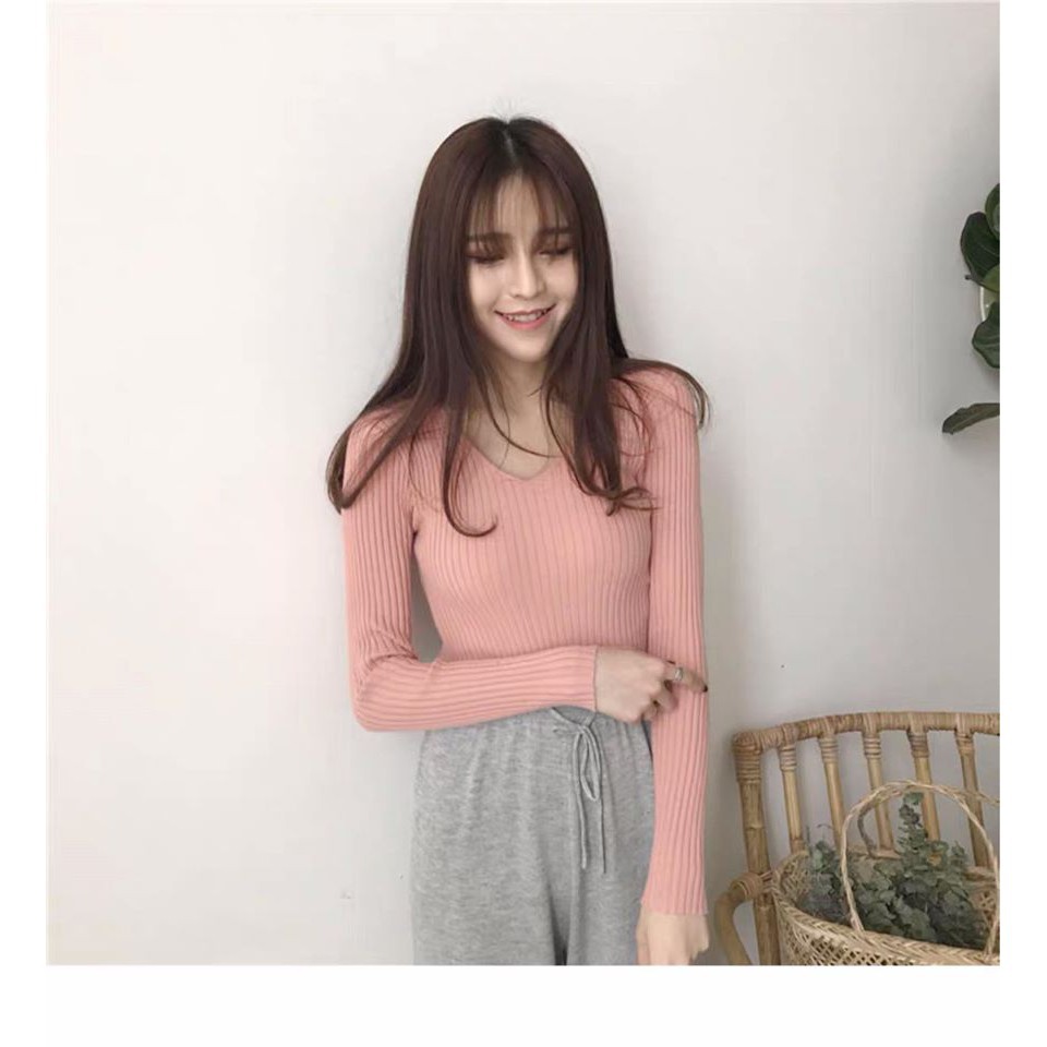 Áo len đũa cổ tim sang chảnh