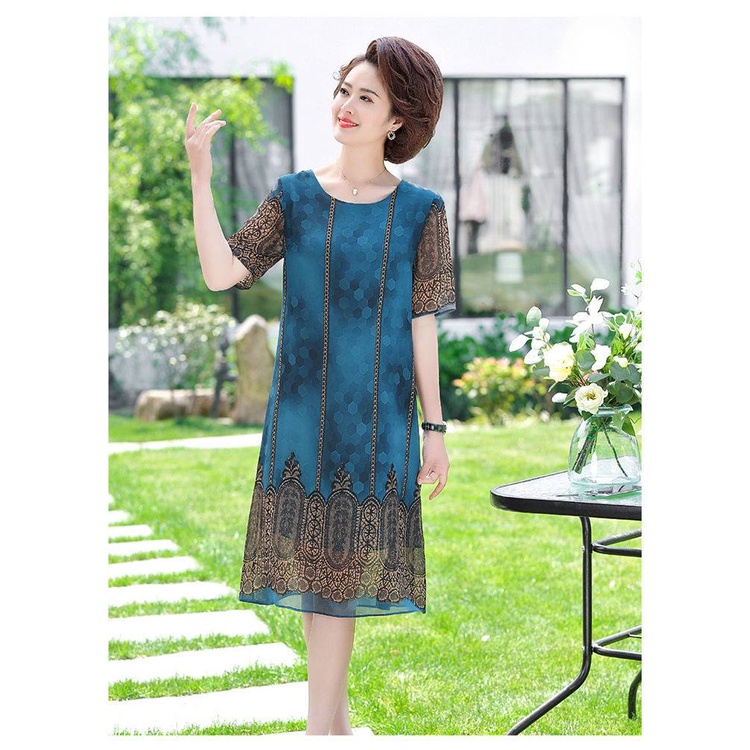 ( HÀNG SẴN) Đầm Voan Hoa Mềm Mát Cho Mẹ VH66 - Hàng Quảng Châu Cao Cấp