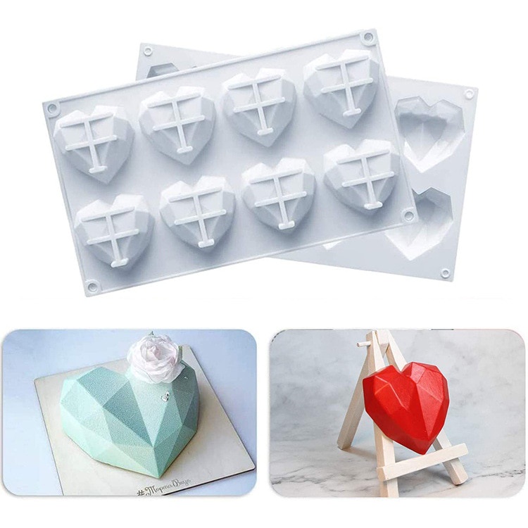 ✿✿✿Khuôn 3D Kim Cương Trái Tim Bằng Silicone Khuôn Làm Bánh Nướng Bánh Xốp Voan Chocolate Mousse✿✿✿