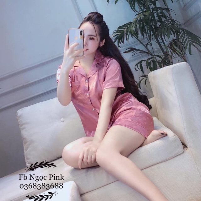 Bộ đồ gấm LV áo cộc quần đùi