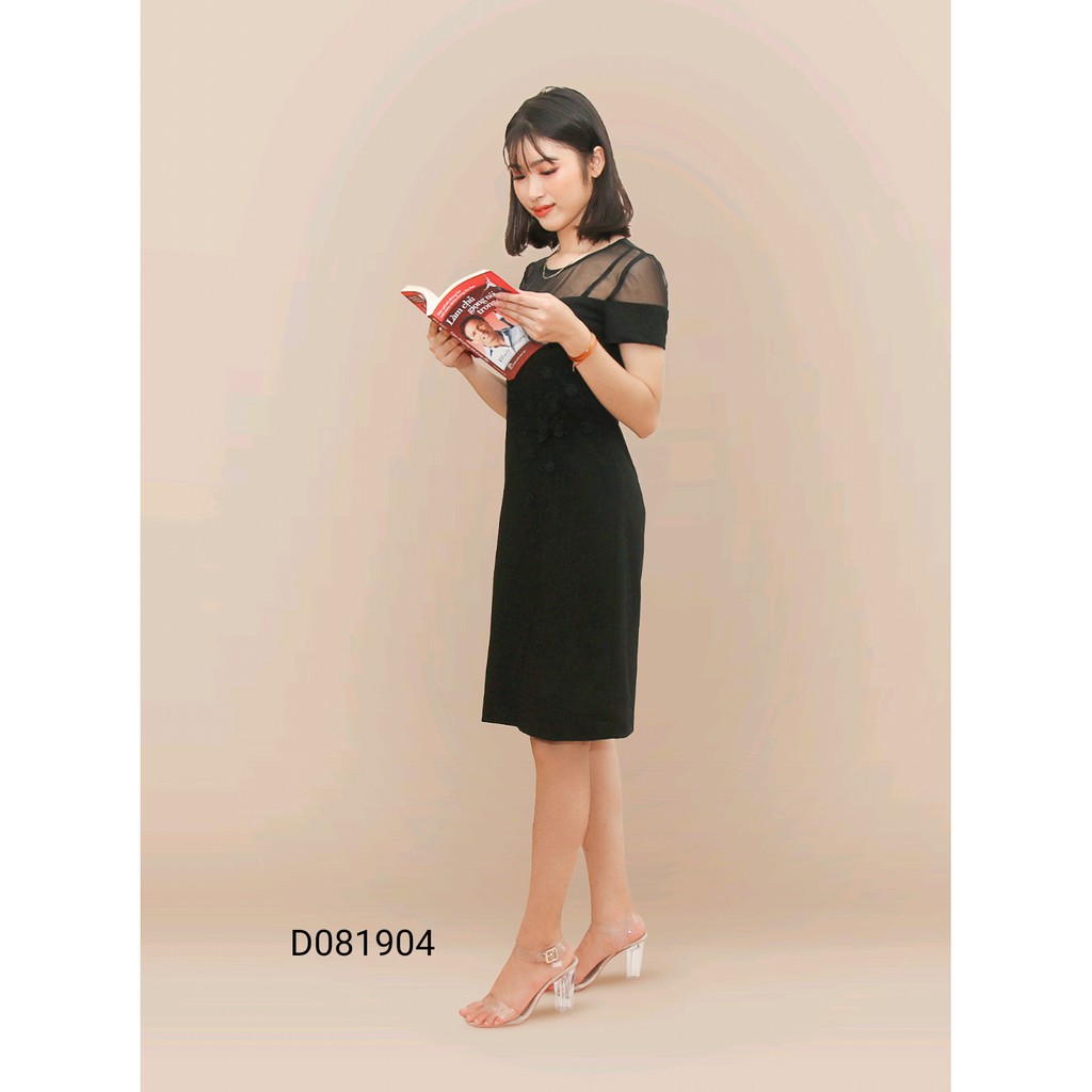 Đầm đen phối ren lưới