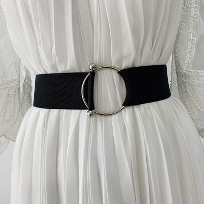 Dây thắt lưng chất liệu co giãn thiết kế vòng khóa tròn thời trang dành cho nữ