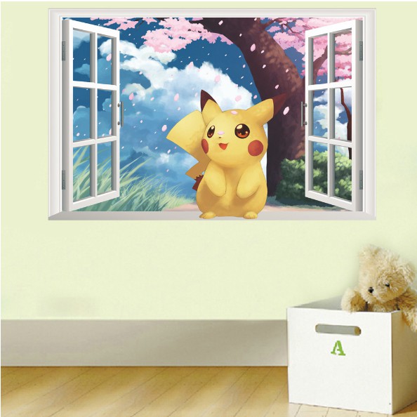Decal trang trí khung cửa sổ POKEMON