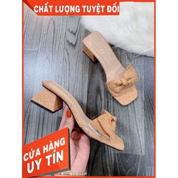 Guốc nơ gót vuông hàng loại 1- ảnh chụp thật