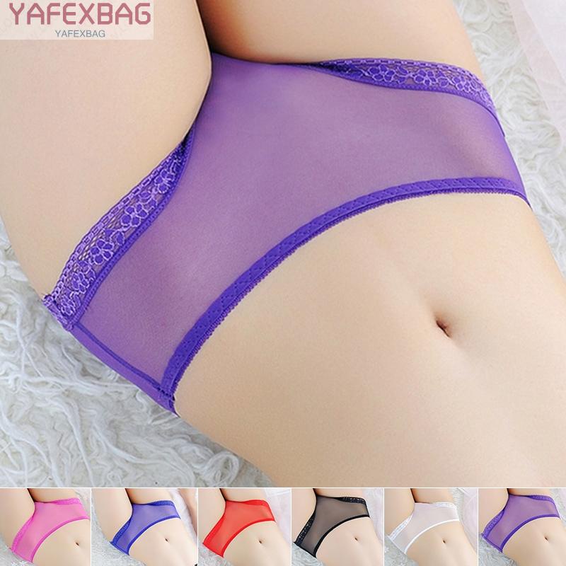 Panties 6 colors Lace+Mesh Screen Sexy Sheer Transparent Ultra thin Womens
