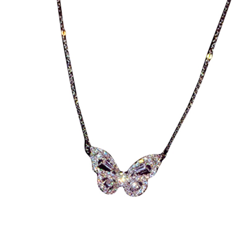 vòng cổ Bạc 925 Mặt Hình Bướm Đính Đá Lấp Lánh