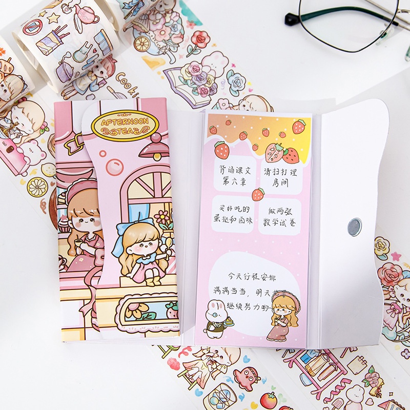 Sổ Tay Ghi Chú Từ Tính Họa Tiết Trái Tim Cô Gái Dễ Thương