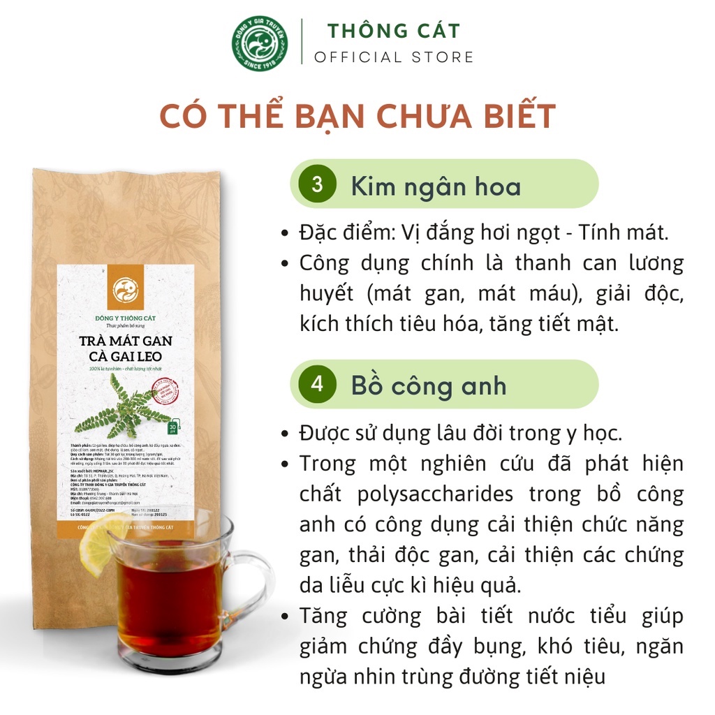 Trà túi lọc thảo mộc giải độc mát gan, thanh lọc cơ thể, hạ men gan, giải rượu Đông y gia truyền Thông Cát (Since 1918)