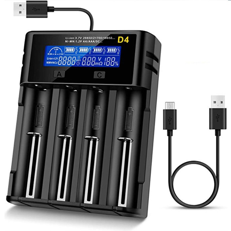 Bộ Sạc Pin Tự Động Zzz 4-bay Có Màn Hình Lcd