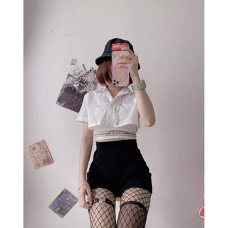 Áo Sơmi Croptop Tay Ngắn Kèm Bra Phối Quần Short