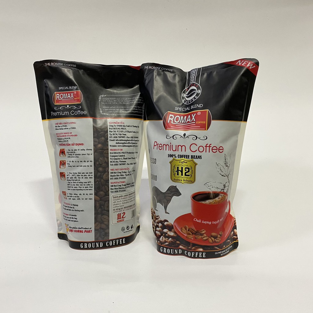 Cà phê hạt rang mộc ROMAX H2 Arabica Robusta 500gr - Romax Coffee (dùng pha máy)