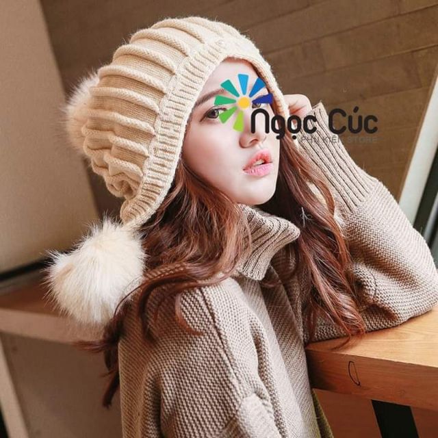 Mũ len cao cấp mũ len 3 quả bông