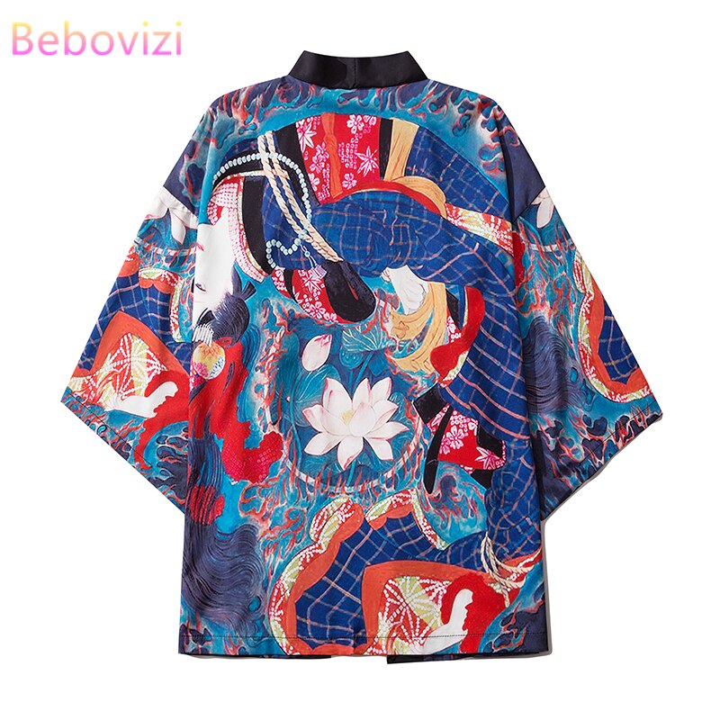 M-XXL Fashion UKIYOE Summer Loose Japanese Samurai Streetwear Cardigan Women Men Harajuku Haori Kimono Cosplay Yukata