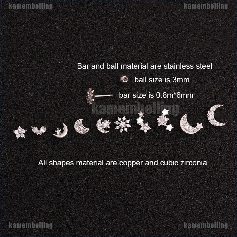 Khuyên Vành Tai Hình Mặt Trăng Đính Đá Thời Trang Cho Nữ