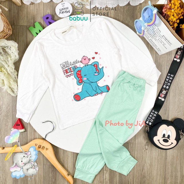 Bộ Minky Mom Dài Tay Cho Bé Gái Bé Trai 0 1 2 3 4 5 6 Tuổi Vải Thun Lạnh-Quần Áo Trẻ Em Dài Tay-Đồ Bộ Cho Bé