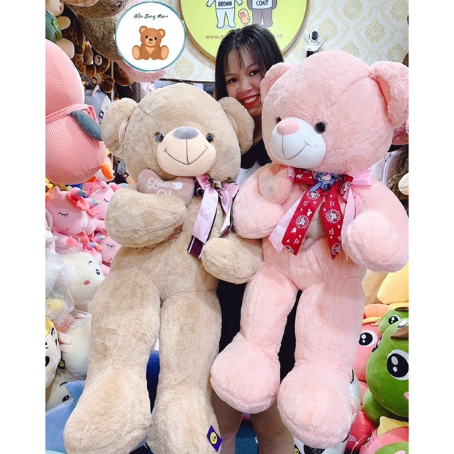 Gấu Bông Teddy Tim Lệch Đeo Nơ Cao Cấp - Gấu Bông Mina