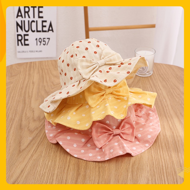 Nón Bucket Chất Liệu Cotton In Họa Tiết Chấm Bi Xinh Xắn Cho Bé
