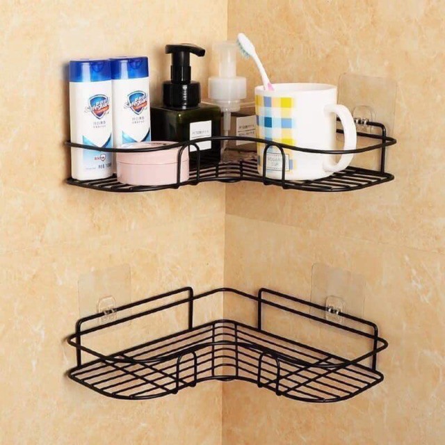 Kệ góc sắt chữ V để đồ dùng phòng tắm, phòng bếp gắn góc tường cao cấp