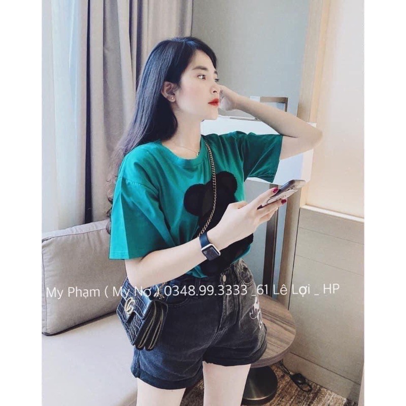 Áo phông XANH thêu gấu đen nổi (kèm ảnh thật,video) | BigBuy360 - bigbuy360.vn