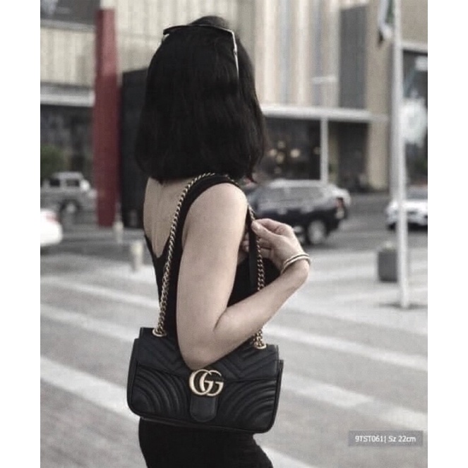 Túi xách nữ đeo chéo GC lưng tim size 22 da đẹp xích dày đi chơi đi học