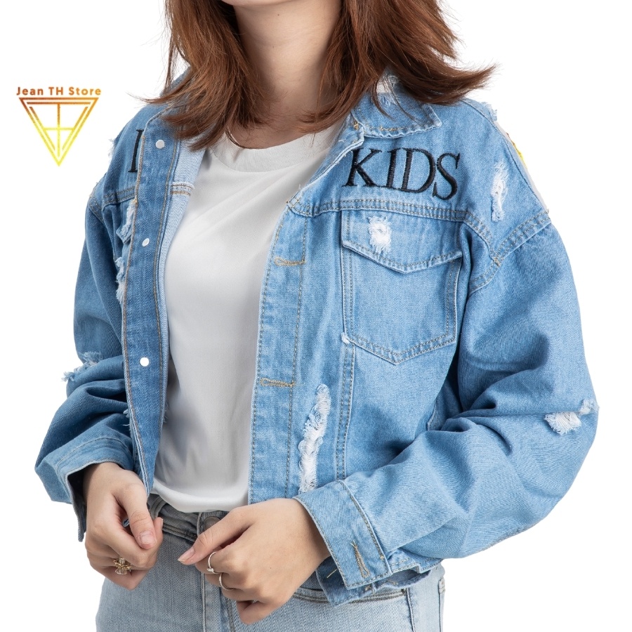 Áo khoác jean nữ TH Store Cool Kid bò cao cấp cá tính phong cách ulzzang chống nắng