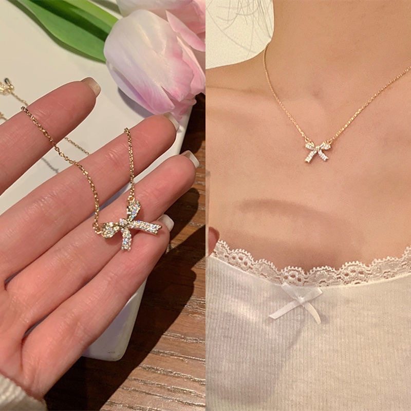 Dây Chuyền Vòng Cổ Lolita Hình Nơ Màu Vàng Siêu Sang Chảnh Hot Nhất 2021 V99