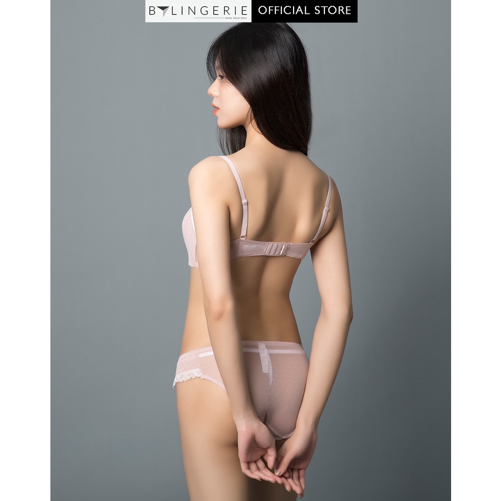 Bộ đồ lót ren nữ BY LINGERIE màu hồng không gọng mút đệm dày siêu nâng ngực B219 | BigBuy360 - bigbuy360.vn